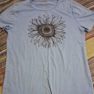 Light Blue Sunflower Graphic T-Shirt